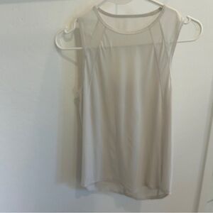 Light Cream Sleeveless Mesh-Panel Women's Top
